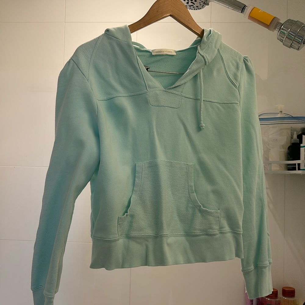 Love shack fancy sweater in mint green!